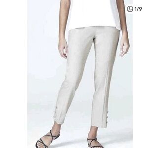 J. Jill Women's Mid Rise Stretch Linen Blend Cropped Pants